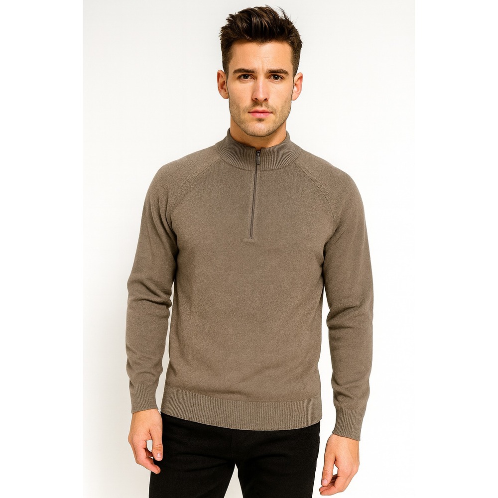 Hampshire Studio Sweater Men's XL  Black Acrylic Stretch Ribbed Quarter Zip